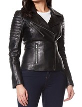 Women&#39;s Genuine Lambskin Real Leather Jacket Slim fit Biker Jacket For Women-043 - £93.80 GBP