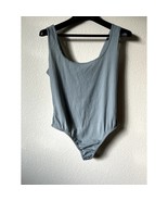 Nasty Gal Bodysuit Top US 14 Grey Green | Snap Closure | Stretchy EUC - $407.90 MXN