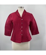 Talbots Womens 100% Silk Scarlet Burgundy Blazer Jacket 3/4 Sleeve Size 10 - $366.97 MXN