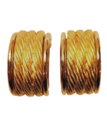 Givenchy Clip Earrings Gold Tone Rope Wide Half Hoop 1980&#39;s Logo Paris N... - £94.35 GBP
