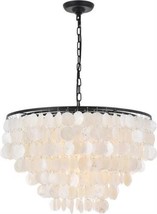 Pendant Light SELENE Mid-Century Modern White Black Shell Iron Candelabra E12 - £566.32 GBP