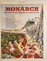 1948 Print Ad Monarch Canned Foods Luke the Lion &amp; Lucy Lion Head Label - $19.78