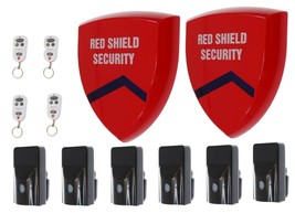 Battery Wireless Siren Alarm with 2 x Sirens &amp; 6 x External PIR&#39;s. - £425.24 GBP