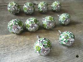 10 Painted Ceramic Drawer Leaf Knobs Pulls Handle Cabinet Dresser Hardwa... - $298.05 MXN