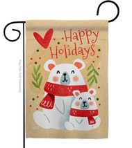 Beary Happy Holiday Garden Flag 13 X 18.5 Double-Sided Winter Wonderland House B - £15.70 GBP