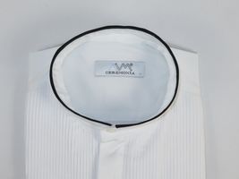Mens CEREMONIA Tuxedo Formal Shirt 100% Cotton Banded Slim Fit #stn 33 HD White image 3