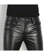 Men&#39;s Genuine Leather Pant Biker Jeans Sleek And Sexy Motorbike Black Pants - $1,800.04 MXN