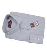 NEW $295 Hickey Freeman Crisp Dress Shirt! 16 34  White, Blue, Tan Strip... - £78.17 GBP