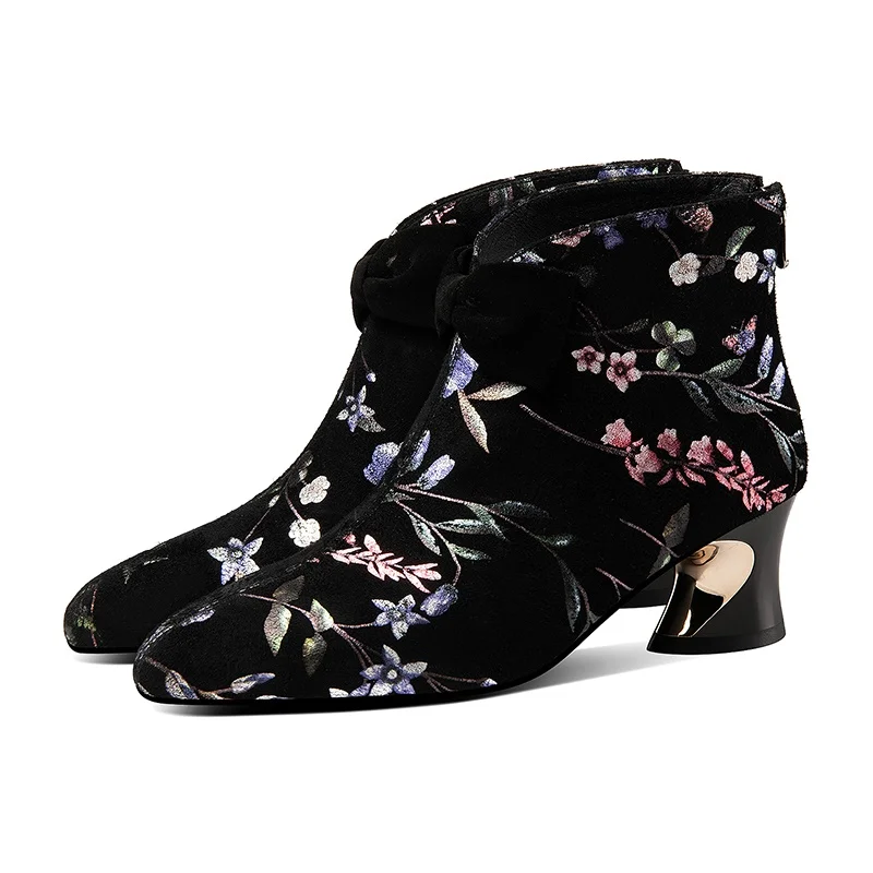 Bohemian female martin boots women casual retro printing leather red shoes 2024  - £252.22 GBP
