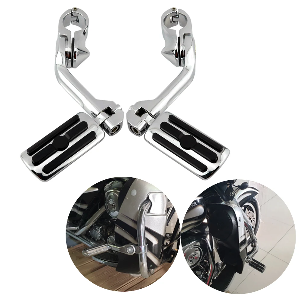 32mm 1 25 highway bar clamp mount angled engine guards footpeg pedal for harley touring thumb200