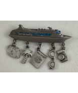 JJ Jonette Cruise Ship Brooch Pewter Jewelry Pin Travel Charms Passport ... - $31.00 CAD