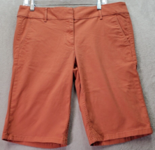 LOFT Outlet Bermuda Shorts Women Size 12 Orange Cotton Slash Pockets Medium Wash - £18.40 GBP