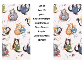 KAY DEE DESIGNS Curious Kittens Cats R7869 Two Dual Purpose Terry Towels... - $15.96