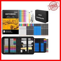Complete 176-Piece Art Kit with Portable Case &amp; 100-Sheet Multi-Color Sk... - $714.37 MXN