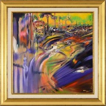 Leandro Manzo-&quot;Boulevard&quot;-Framed ORIGINAL Oil/Canvas/Hand Signed/COA-List $3,700 - £1,514.97 GBP