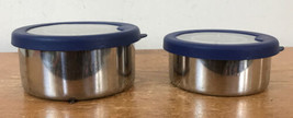 Set Pair 2 Pottery Barn Kids Navy Blue Metal Nesting Food Storage Containers - £799.35 GBP