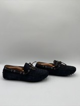 Saks Fifth Avenue Interwoven Suede Driving Loafers Navy Blue Size 8M - £48.09 GBP