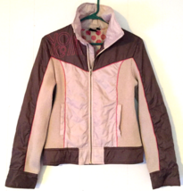 Volcom jacket women size M brown, tan, &amp; pink, pockets zip close - £15.80 GBP