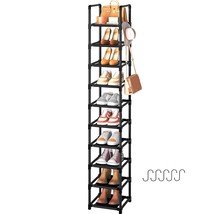 Tall Shoe Rack Narrow 10Tier Shoe Racks Organizer For Closet 10-15Pairs, Storage - £31.62 GBP