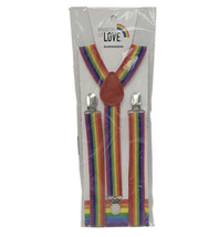 New Rainbow Striped Suspenders Gay Pride Rainbow Lesbian Bisexual - £6.10 GBP