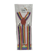NEW Rainbow Striped SUSPENDERS GAY PRIDE RAINBOW Lesbian Bisexual - $10.40 CAD