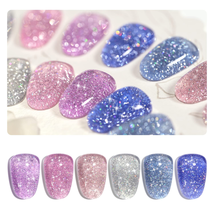 GAOY Jelly Glitter Gel Nail Polish Set of 6 Colors Including Pink Green ... - $15.13