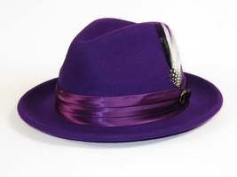 Mens Bruno Capelo Hat Australian Wool Crushable Fedora Giovani UN107 Purple image 4