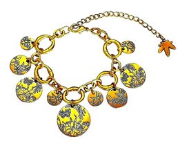 Butterfly Charm  Bracelet open link adjustable gold tone 8-10&quot; - £17.68 GBP