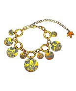 Butterfly Charm  Bracelet open link adjustable gold tone 8-10&quot; - £17.68 GBP