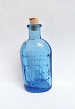 Wheaton Frank's Safe Kidney Liver Cure Mini 3" Blue Glass Medicine Bottle w/Cork - $17.81