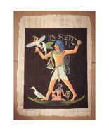 Nefertiti Papyrus Paper Art Hand Painted Unique Vintage 17&quot; x 24&quot; Extra ... - £65.18 GBP