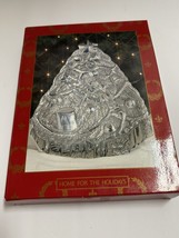 Christmas Tree Pewter Candy Trinket Dish 9&quot; Vintage Home for the Holidays - £15.73 GBP