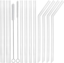 10-Pack Clear Reusable Silicone Straws, 2 Large Silicone Boba Straws, 8 Long Smo - £20.83 GBP