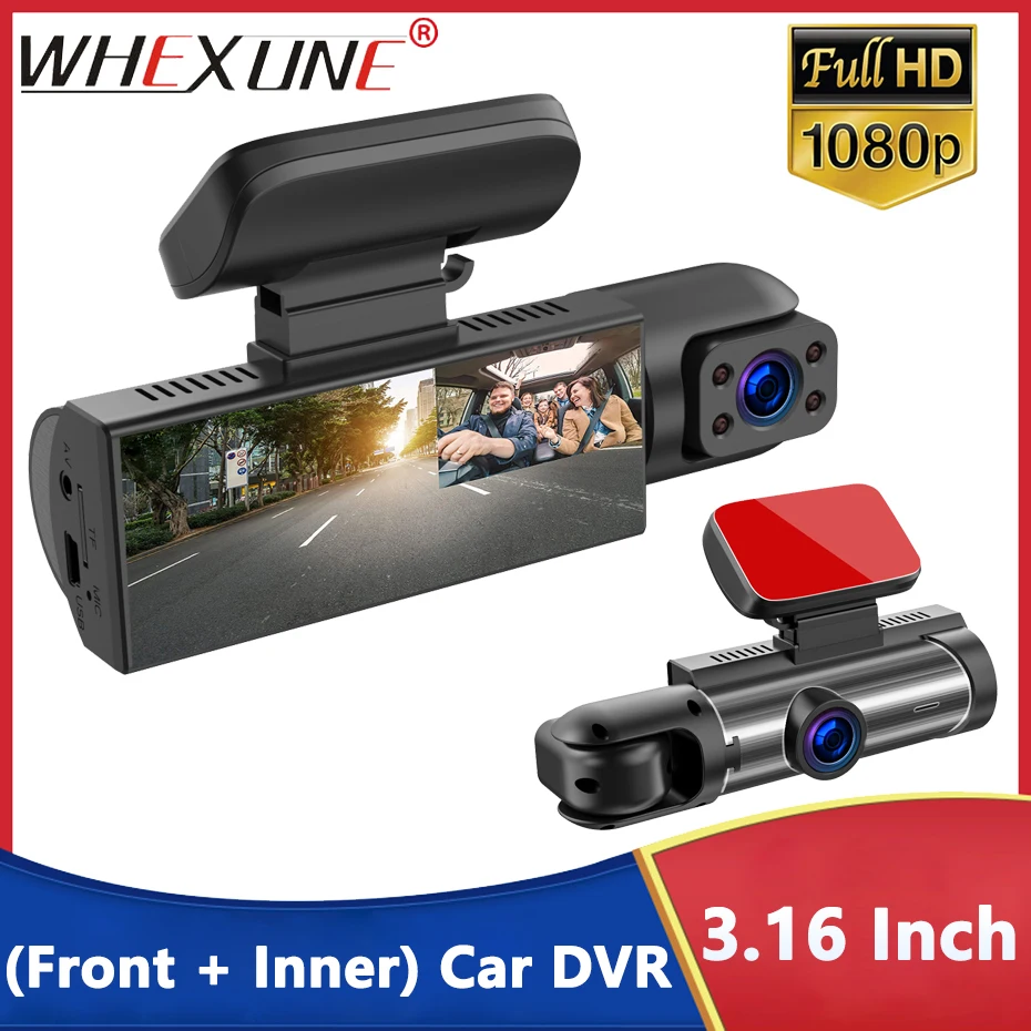 1080P Dual  Lens Camera,Dash Cam For Cars Front And Inside Car Camera IR Night - £34.46 GBP+