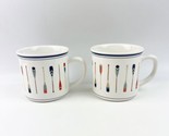 TWO Pottery Barn Americana Oar Coffee Cup Ceramic Mug Lake Boathouse Cab... - £22.18 GBP
