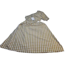 Who What Wear Dress Womens XL Honey Mustard Gingham One Shoulder Casual ... - £20.30 GBP