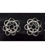Vtg Silver Tone Multi Circle/Ring - Flower Like - Clip On Earrings - £10.86 GBP