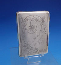 Russian 875 Silver Card Case Engraved Flower &amp; Ribbon Odessa 1908-1926  (#6928) - £474.02 GBP