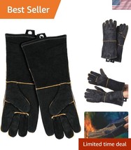 Ultimate Heat Protection BBQ Gloves: Soft Pliable Leather for Grilling, ... - $40.50