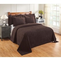 Oversized Brown Chenille Bedspread King 120x110 Vintage Western Extra Long - £81.99 GBP