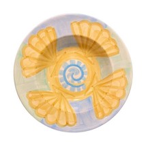 Bella Ceramica SEASHELL 4 Rimmed Soup Cereal or Pasta Bowls Blue Yellow Green - £38.05 GBP