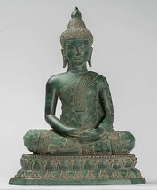 Antigüedad Khmer Estilo Bronce Sentado Amithaba Meditación Buda Estatua - - £970.66 GBP