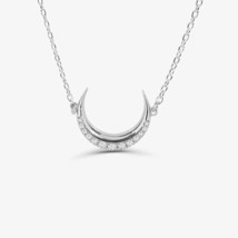 0.40Ct Moissanite Delicate Crescent Moon Pendant Necklace 14K White Gold... - $97.77