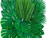 108 Pack Palm Leaves Artificial Tropical Monstera - 6 Kinds Large Small ... - £23.42 GBP