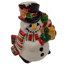 Fitz And Floyd Salt Pepper Shaker Porcelain Christmas Holiday Snowman Gi... - $29.70
