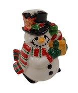 Fitz And Floyd Salt Pepper Shaker Porcelain Christmas Holiday Snowman Gi... - £23.35 GBP
