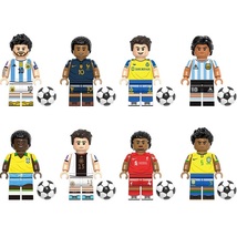 8PCS Famous Soccer players Messi Ronaldo Mbappe Maradona Pele Minifigures Toys - £15.25 GBP