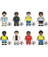 8PCS Famous Soccer players Messi Ronaldo Mbappe Maradona Pele Minifigure... - $25.76 CAD