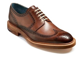 Men&#39;s Brown Color Oxford Brogue Toe Wing Tip Genuine Leather White Laceup Shoes - £112.83 GBP+