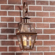 Town Crier Outdoor Wall Light in Solid Weathered Brass - 3 Light - £399.63 GBP